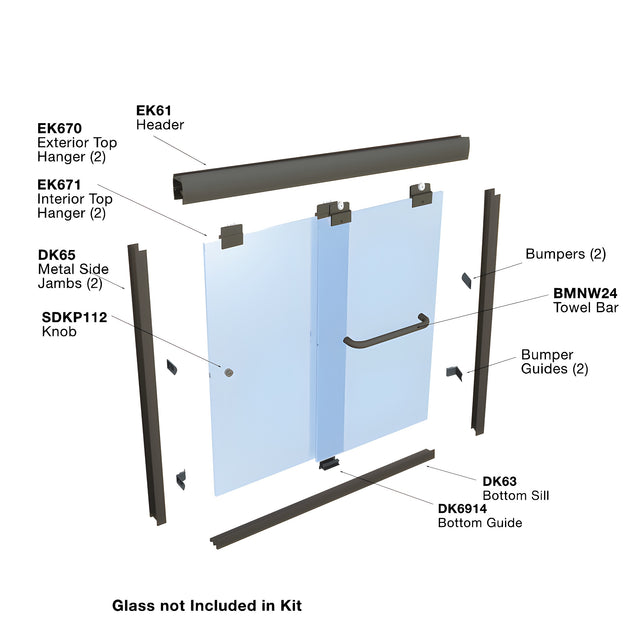 CRL Oil Rubbed Bronze 60" x 72" Suite "EK" Series Shower Door Kit