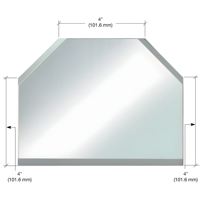 CRL Clear Mirror Glass 4" T-Connector Beveled on 3 Sides