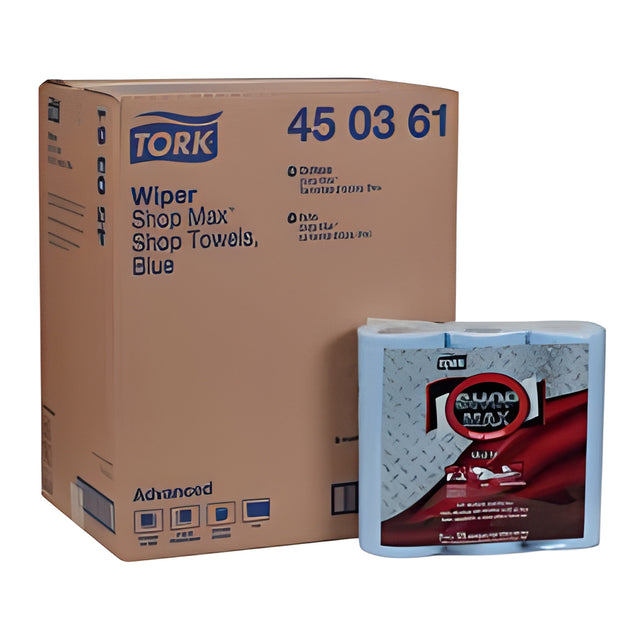 Tork 450361 ShopMax Wiper 450, Roll Towel, Blue, 55 Sheets / Roll- 24 Rolls / Case