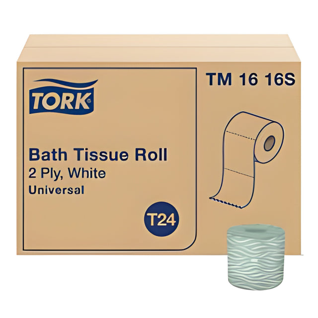 Tork Toilet Paper Roll T24, 2 Ply, White, 500 Sheets/ Roll- 96 Rolls / Case