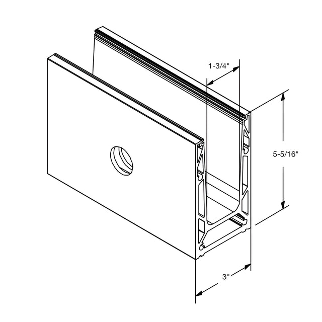 CRL TurboFlex Clear Anodized 120" Square Base Shoe Fascia Mount Drilled for 1/2" - 27/32" Glass