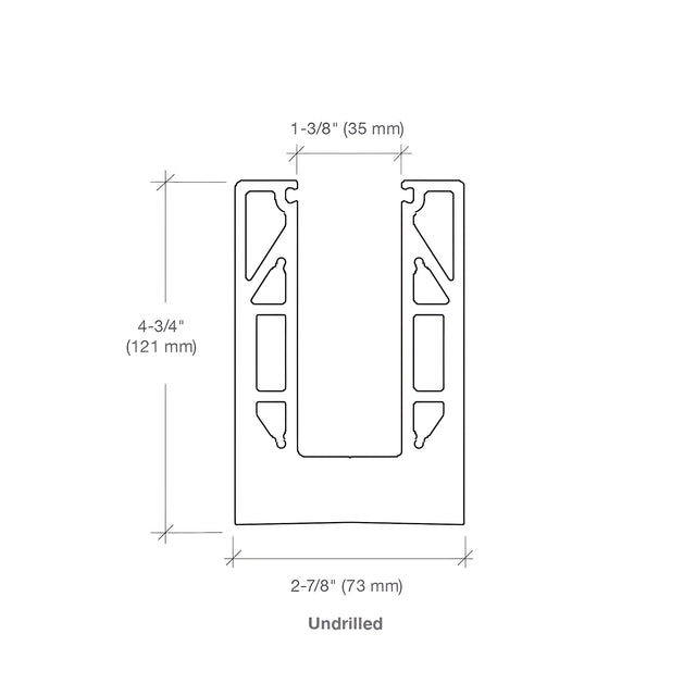 CRL 9BL Series Mill Aluminum 240" Square Base Shoe Undrilled for 9/16" Glass
