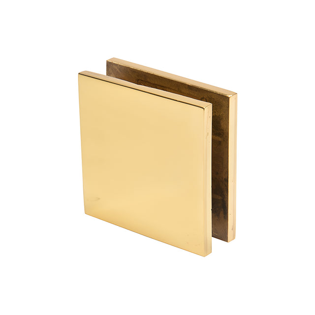 CRL Unlacquered Brass Square Style Notch-in-Glass Fixed Panel U-Clamp