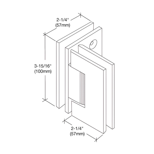 CRL Polished Chrome Vienna 092 Series 90 Degree Glass-to-Glass Hinge