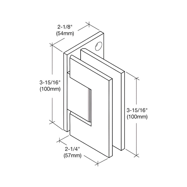 CRL Polished Chrome Vienna 044 Series 5 Degree Pre-Set Wall Mount Offset Back Plate Hinge