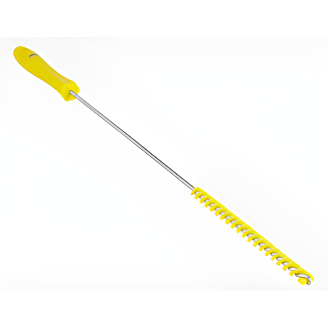 Vikan 0.375" Valve Brush, Stiff Bristles, 20" Long, Yellow- 1 Ea