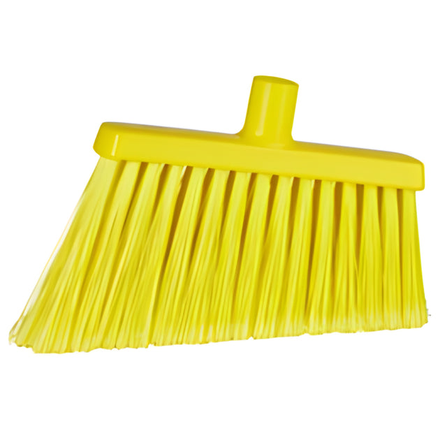 Vikan Angled Broom Head, Split Bristles, 11-1/2", Polyester, Yellow