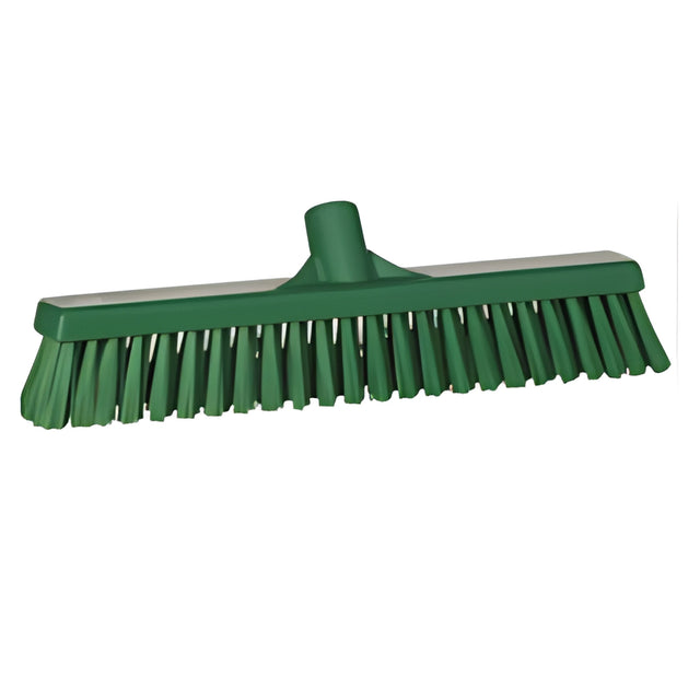 Vikan Combo Bristle Push Broom Head, Coarse/Fine Bristles, 16-1/2", Polyester, Green