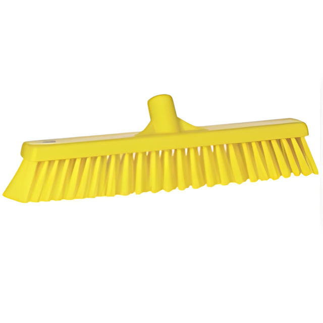 Vikan Combo Bristle Push Broom Head, Coarse/Fine Bristles, 16-1/2", Polyester, Yellow