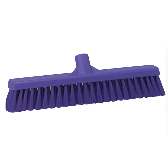 Vikan Combo Bristle Push Broom Head, Coarse/Fine Bristles, 16-1/2", Polyester, Purple