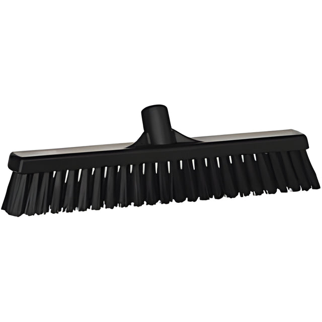 Vikan Combo Bristle Push Broom Head, Coarse/Fine Bristles, 16-1/2", Polyester, Black