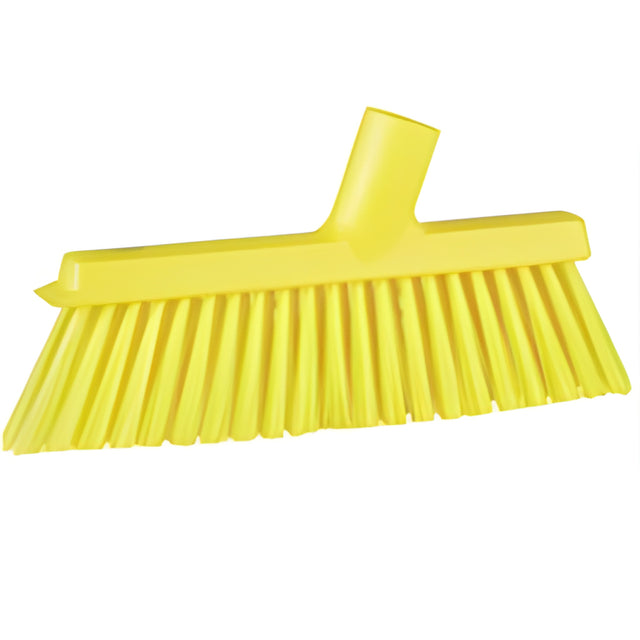 Vikan Dustpan Broom with Angled Thread, Medium Bristles, 10", Polyester, Yellow