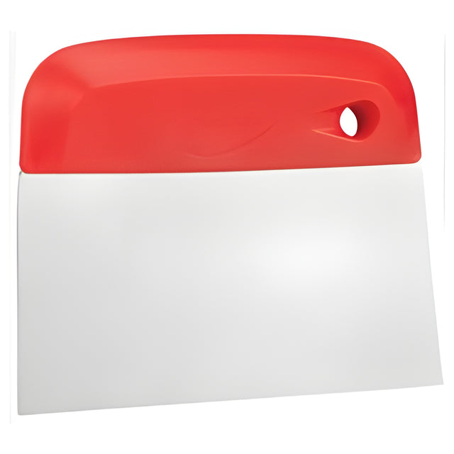 Vikan Flexible Stainless Steel Dough Cutter/Scraper, Red, 4-1/2" W x 5-3/4" L