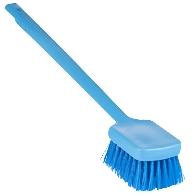 Vikan Hand Brush with Long Handle, 19.9", Stiff, Blue