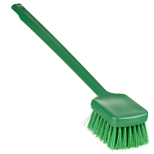Vikan Hand Brush with Long Handle, 19.9", Stiff, Green