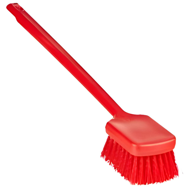 Vikan Hand Brush with Long Handle, 19.9", Stiff, Red