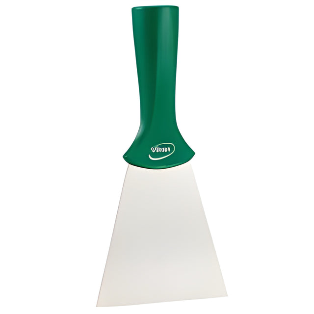 Vikan Handle-Mounted Stainless Steel Scraper, Green, 4" W x 8" L