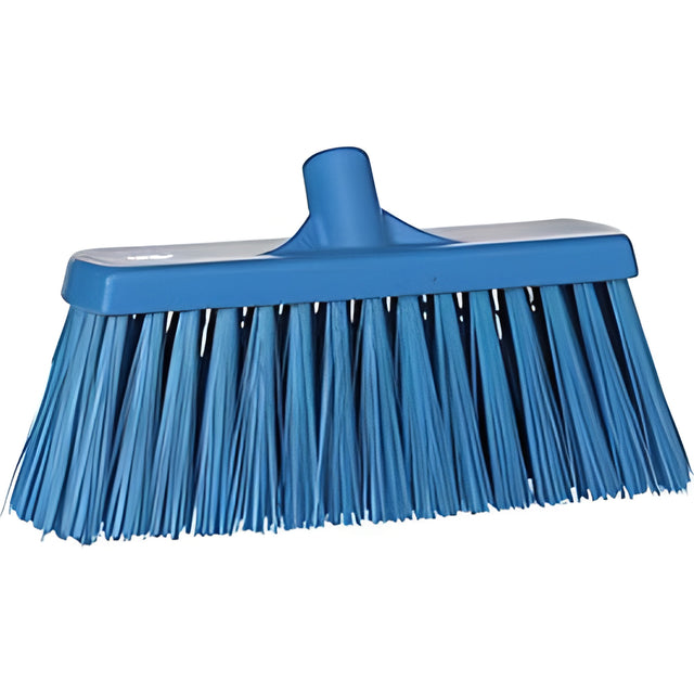 Vikan Heavy-Duty Push Broom, Stiff Bristles, 13", Polyester, Blue