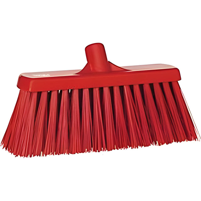 Vikan Heavy-Duty Push Broom, Stiff Bristles, 13", Polyester, Red