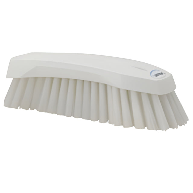 Vikan Large Angled Hand Brush, Stiff Bristles, 8" Long, White – 1 Ea