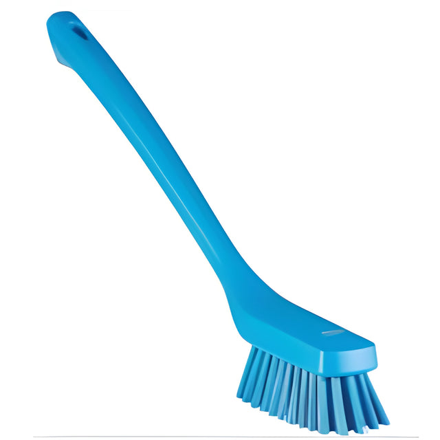 Vikan Long-Handle Cleaning Brush, Stiff Bristles, 16-1/2" Long, Blue