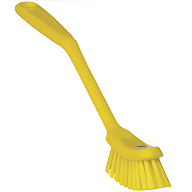 Vikan Narrow Dish Brush, Medium Bristles, 11" Long, Yellow- 1 Ea