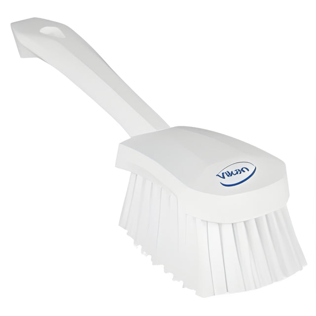 Vikan Short-Handled Washing Brush, Soft Bristles, 10-1/2" Long, White