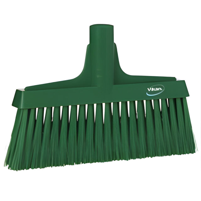 Vikan Upright Broom Head, Coarse/Fine Bristles, 10-1/4", Polyester, Green