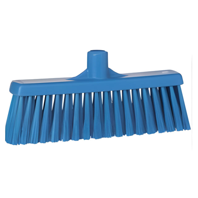 Vikan Upright Broom Head, Medium Bristles, 12", Polyester, Blue