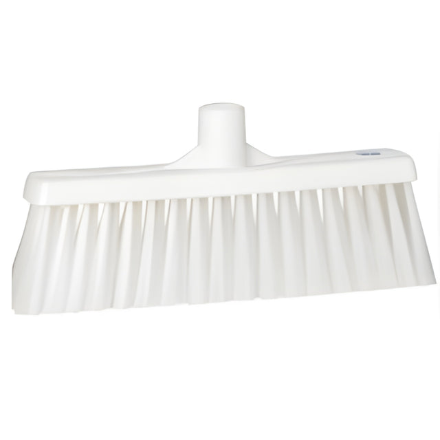 Vikan Upright Broom Head, Medium Bristles, 12", Polyester, White