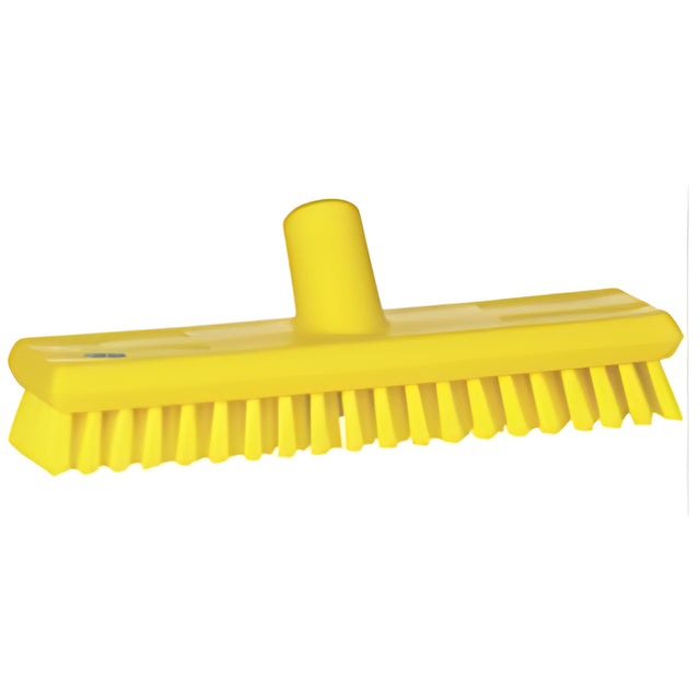 Vikan Water-Fed Deck Scrub Brush, X-Coarse Bristles, 10-3/4", Polyester, Yellow – 1 Ea