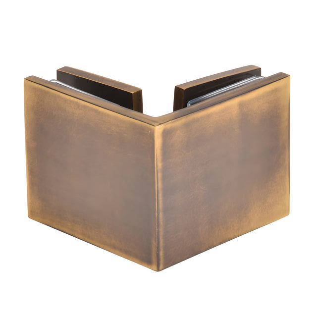 CRL Vintage Brass Square 90 Degree Glass-to-Glass Clamp