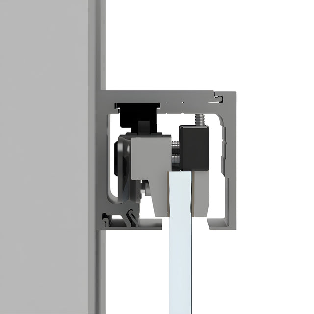CRL 695 Series Brushed Stainless Anodized Wall/Ceiling Mount Sliding Door Kit with Softbrake Braking System