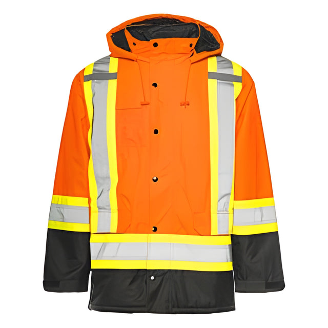 Winter Traffic Parka, 4" Reflective Tape, Orange / Black, X-Large