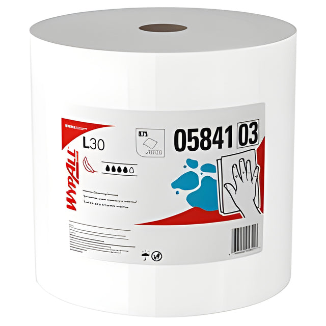KC 05841 Wypall GeneralClean L30 Heavy Duty Cleaning Towels, White – 875 Sheets/Roll
