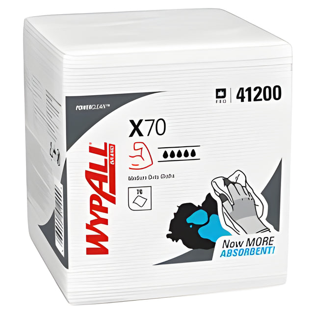 Wypall 41200 PowerClean X70 Medium Duty Cloth, White, 76 Sheets / Pack- 12 Packs / Case