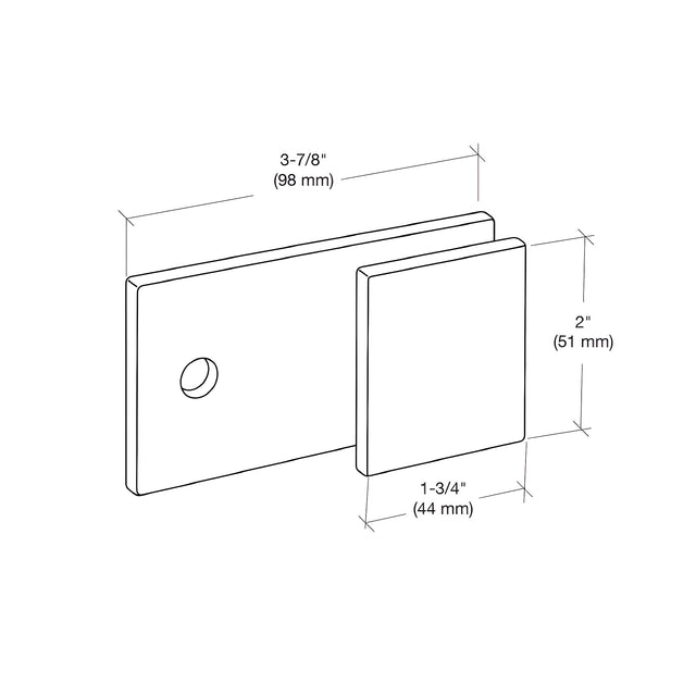 CRL Brushed Nickel 'Y' Inline Square Corner Glass Clamp