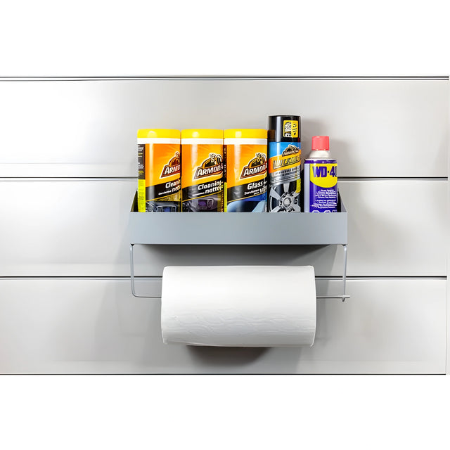 Grey PVC Slatwall Accessory Kit – 25 Pieces | Comtrad, PVC slatwall select accessory bundle for compatible wall storage systems - Pack of 25