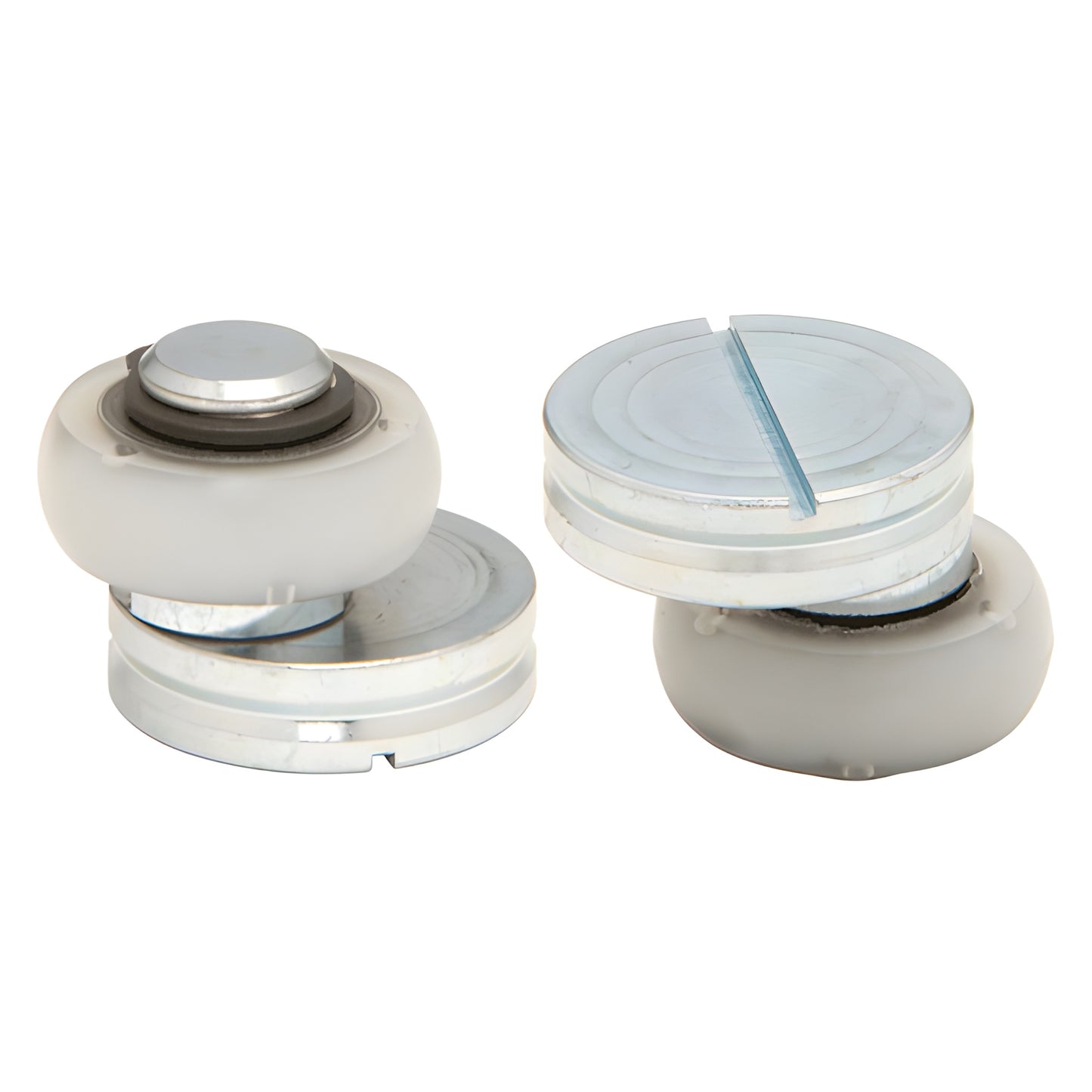 LCN 6030 Series replacement track roller SKU 60303034 - metal hub with white nylon wheel, replacement part.