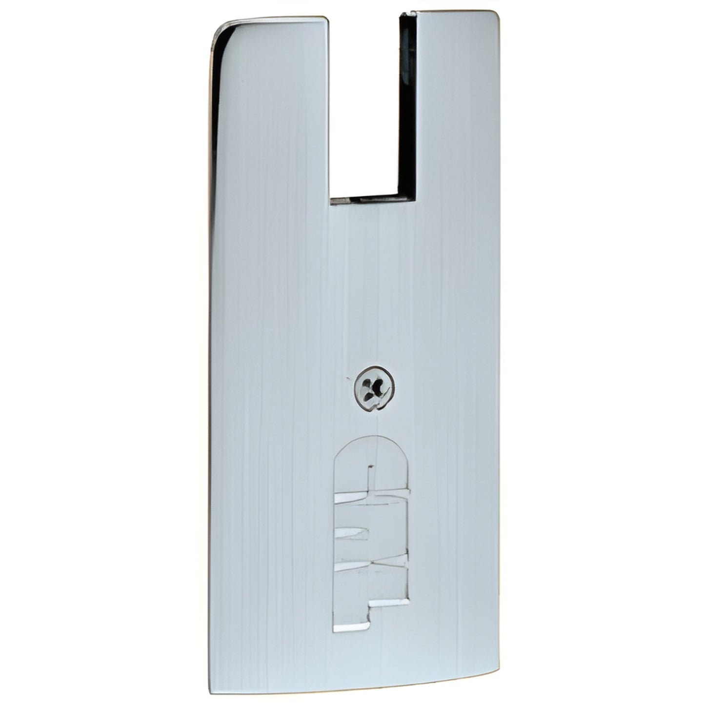 Brushed stainless steel square end cap for Wedge-Lock door rail, 4" height, SKU DREC4SBS34