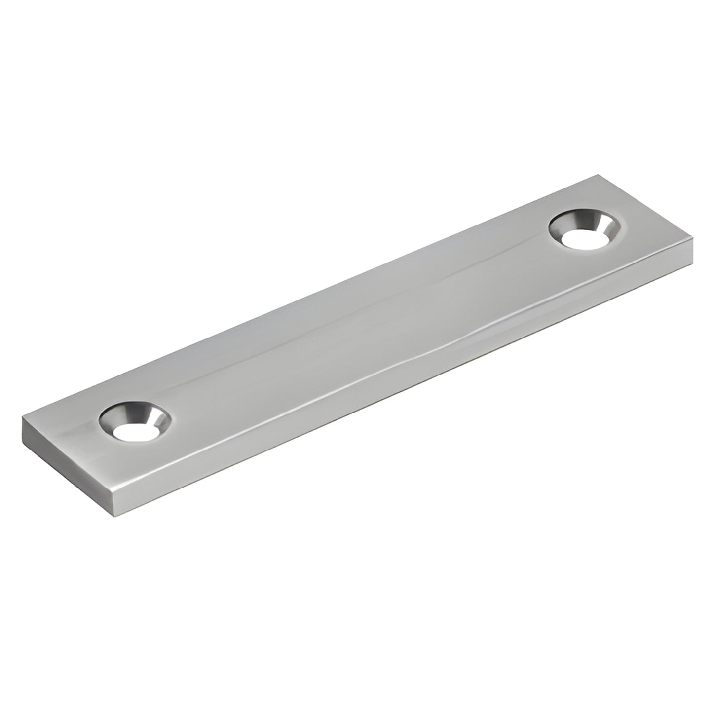 Mill finish 4" aluminum PR70 surface-mounted door closer plate with two countersunk holes - SKU 487RBP3