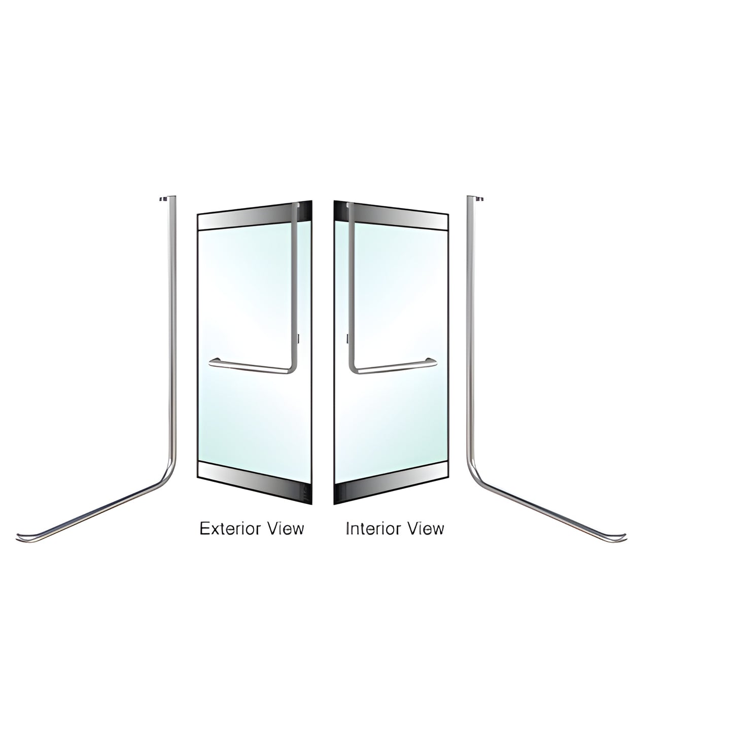 DH100D2RBS brushed stainless tubular access handle for 1/2-inch glass doors, left-hand, 1-1/4 in diameter