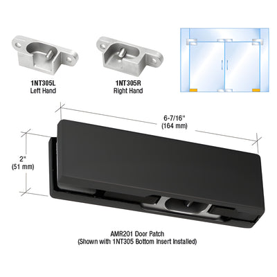 CRL Matte Black Left-Hand European Bottom Patch Fitting for Glass Door