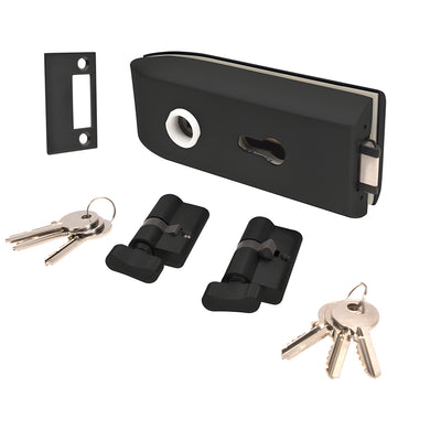 CRL Matte Black Glass Door Latch with Lock & Thumbturn - Privacy Lock