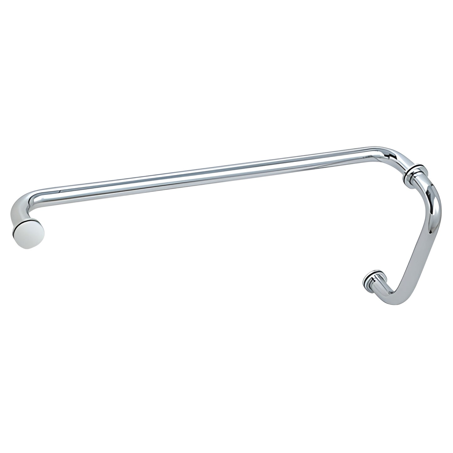 Polished chrome brass pull with 8 in handle and 24 in towel bar for glass shower doors, SKU BM8X24CH