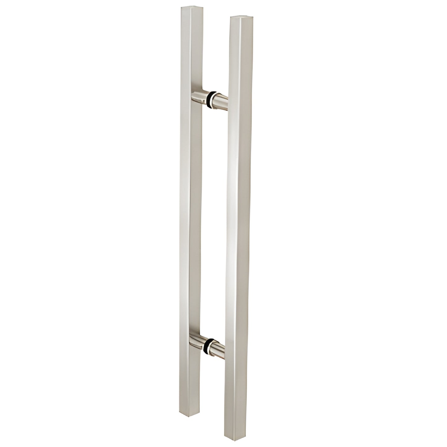 36 in square ladder pull handle, brushed stainless steel, 1 1/4" square tubing, back to back mounts for glass doors.