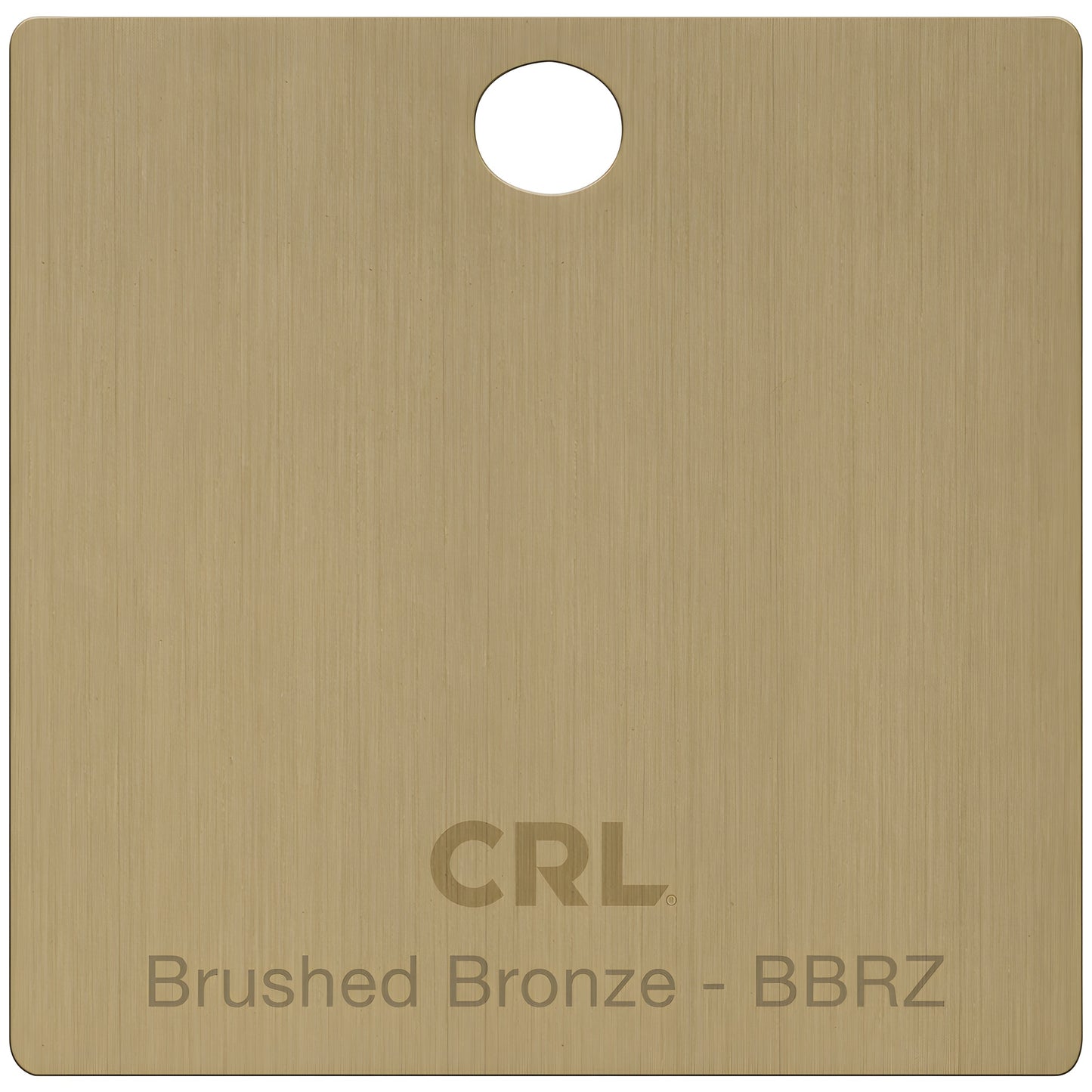 Brushed bronze brass finish sample chip with hole, CRL SKU CH2PBBRZ