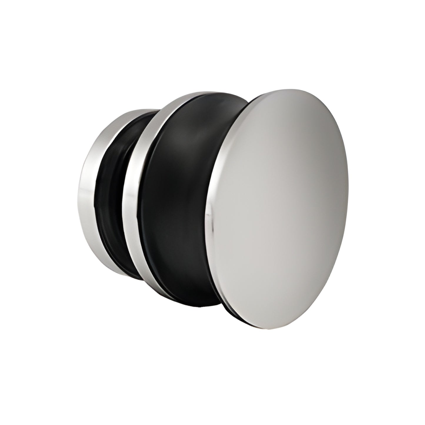 Brushed stainless steel Tofino sliding door replacement roller/stopper with round polished cap.