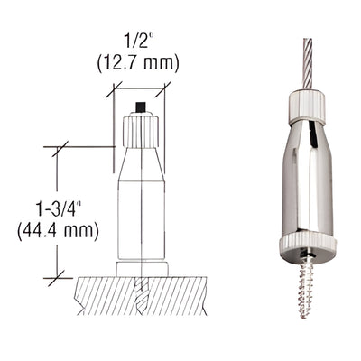 CRL Chrome Long Round Floor Base Fitting - Cable Display Mount