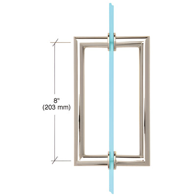 CRL Polished Nickel 8" MT Series Round Tubing Mitered Corner Back-to-Back Pull Handle